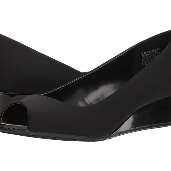 Bandolino Womens  Candra Peep-Toe Dress Wedge Pumps BLACK  Sexy 7.5 - Picture 1 of 5